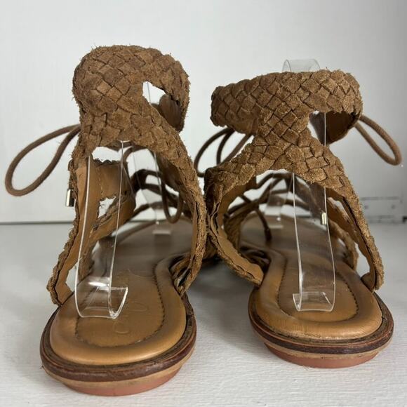 Arturo Chiang Sandals Womens 10M Brown Braided Suede Gladiator Cassie Lace-Up - Picture 6 of 10